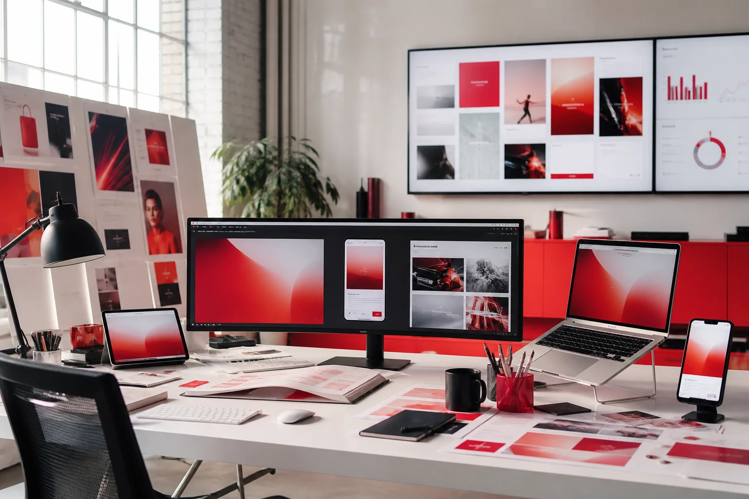 Integrated digital campaign workspace with social, web and performance media screens